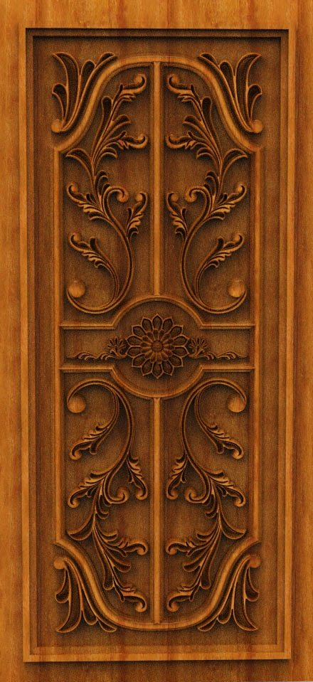 3D DOOR - OAK-63 Classical Floral Relief Carved Panel 3D Model